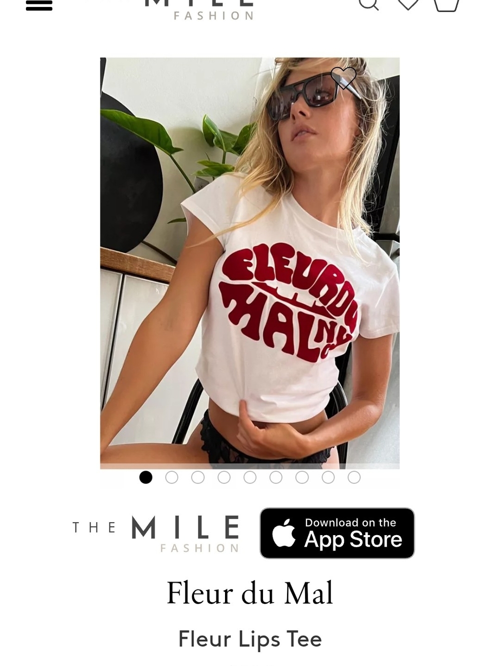 Fleur du Mal White Tee with Red 'Fleur Lips' Graphic. Size XS. 100% Cotton
